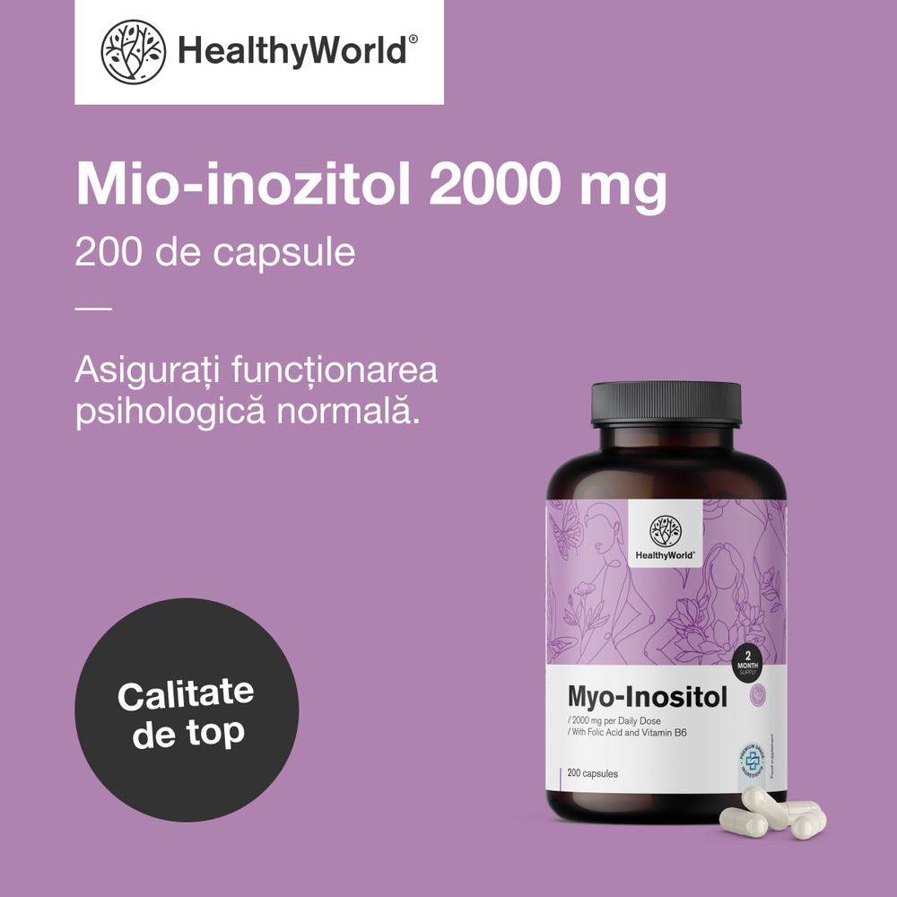 Mio-inozitol 2000 mg, 200 de capsule - HealthyWorld.ro