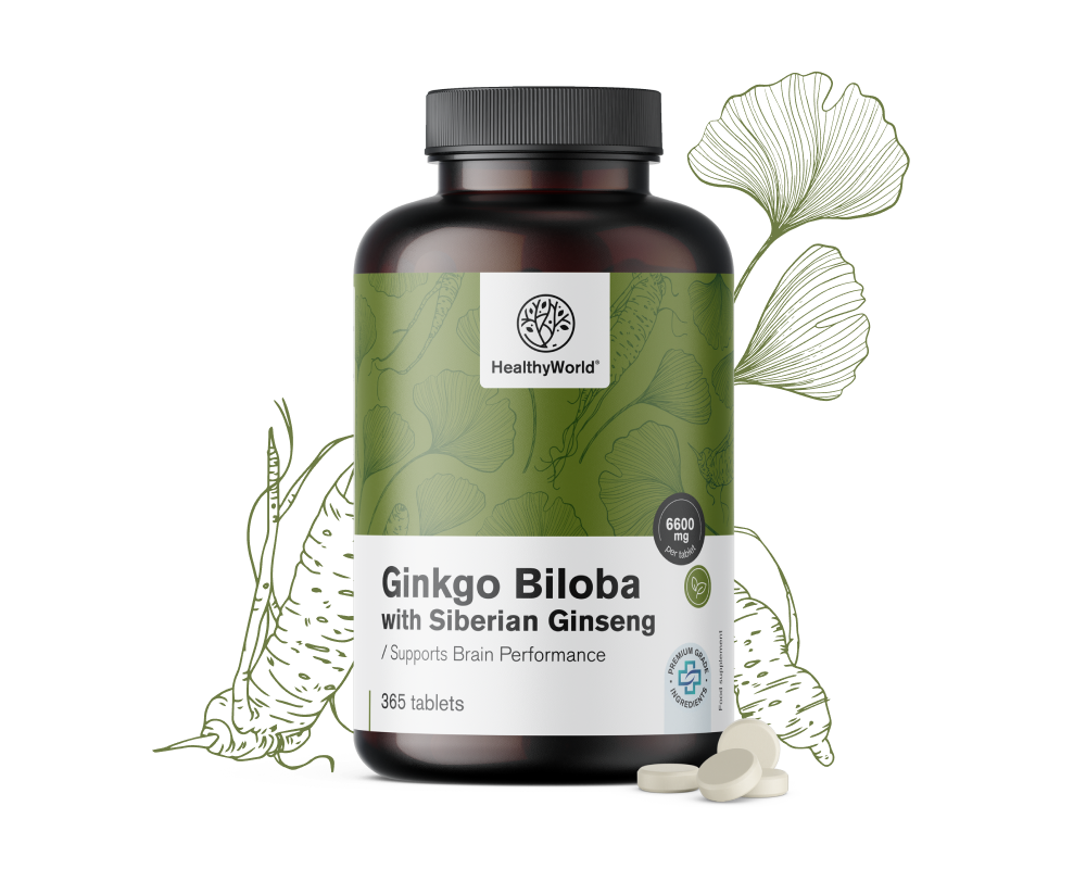 Ginko biloba cu ginseng siberian 6600 mg