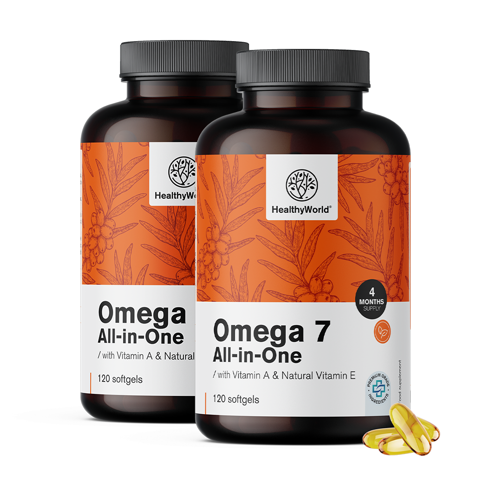 Omega-7 All-in-One. Omega-7 All-in-One este un supliment alimentar.