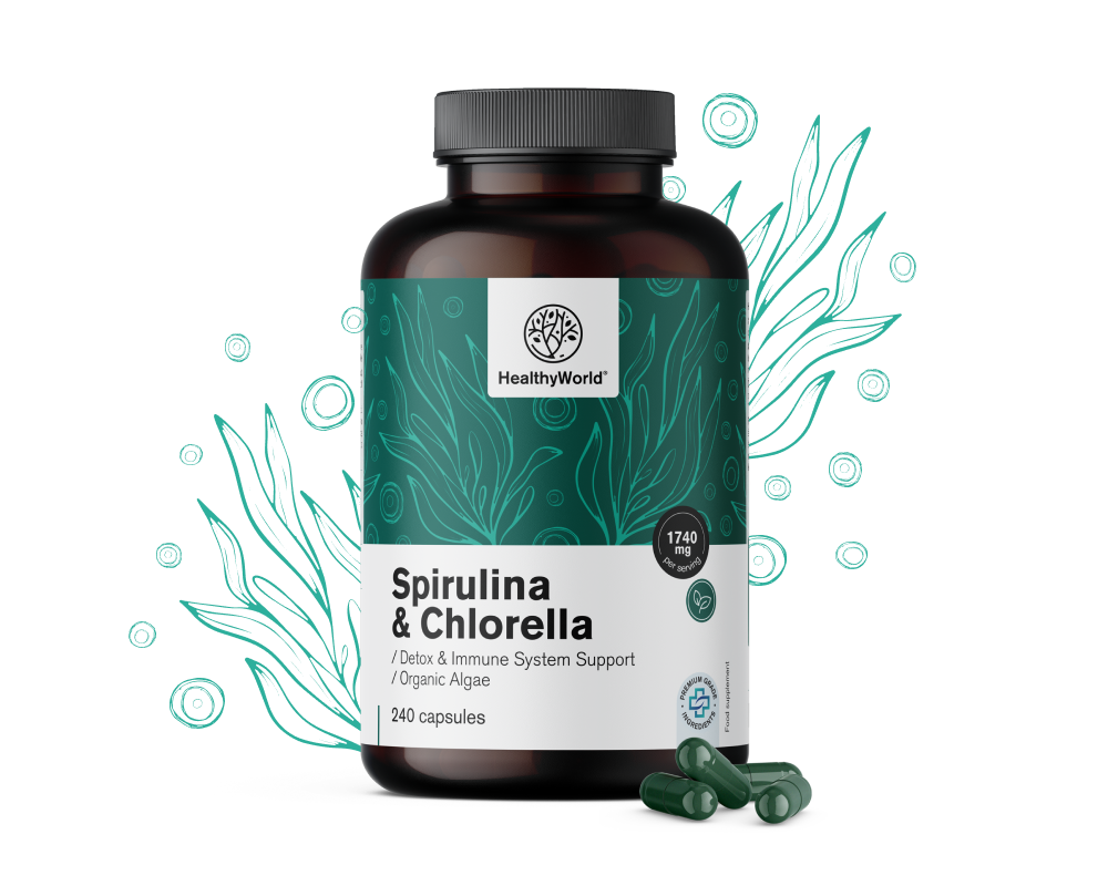 Spirulina și chlorella 1740 mg