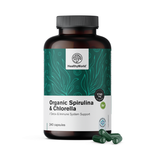 Spirulină și chlorella 1740 mg, 240 de capsule