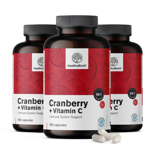 3x Extract de merișoare cu vitamina C, total 540 de capsule