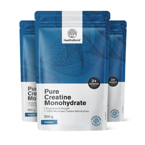 3x Pure creatină monohidrat în pulbere, total 1500 g